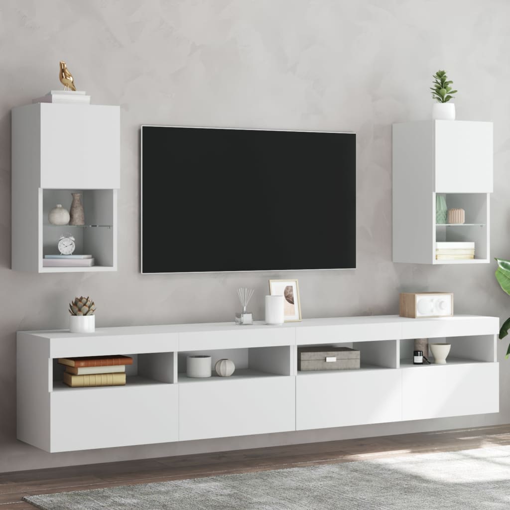 Mobili Tv Con Luci Led 2 Pz 30,5X30X102 Cm