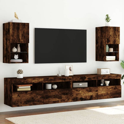 Mobili Tv Con Luci Led 2 Pz 30,5X30X102 Cm