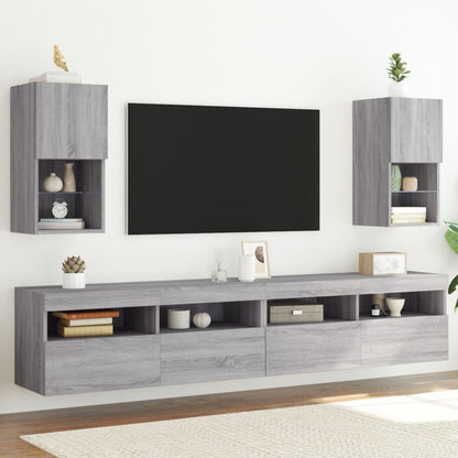 Mobili Tv Con Luci Led 2 Pz 30,5X30X102 Cm