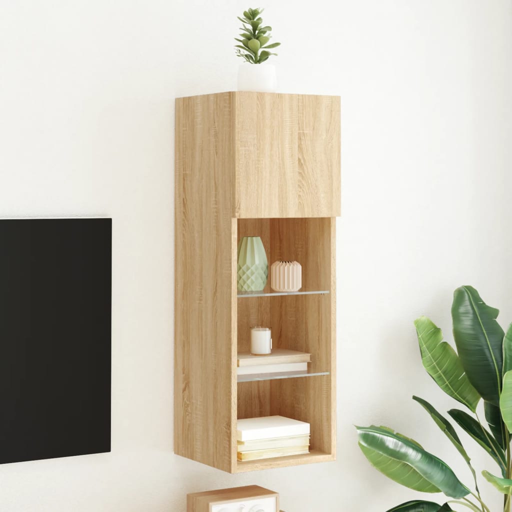 Mobili Tv Con Luci Led 2 Pz 30,5X30X102 Cm
