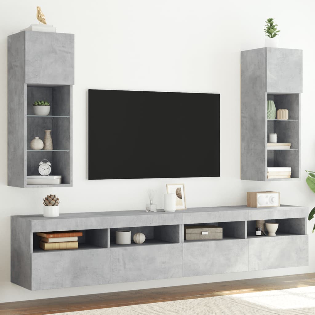 Mobili Tv Con Luci Led 2 Pz 30,5X30X102 Cm