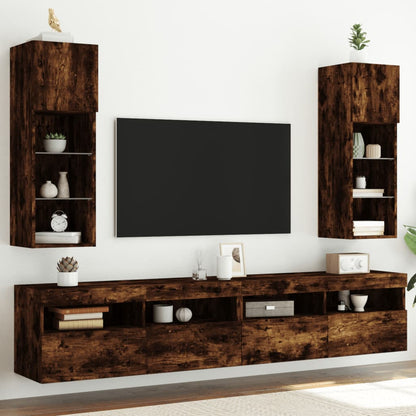 Mobili Tv Con Luci Led 2 Pz 30,5X30X102 Cm
