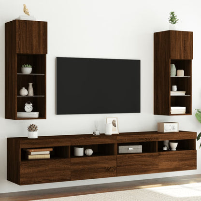 Mobili Tv Con Luci Led 2 Pz 30,5X30X102 Cm