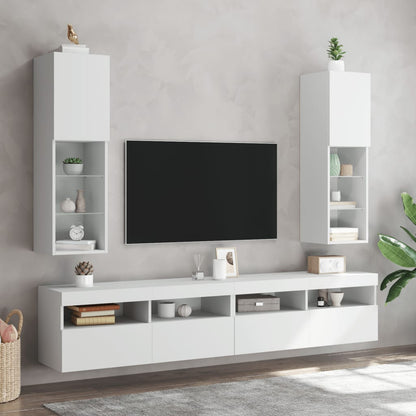 Mobili Tv Con Luci Led 2 Pz 30,5X30X102 Cm