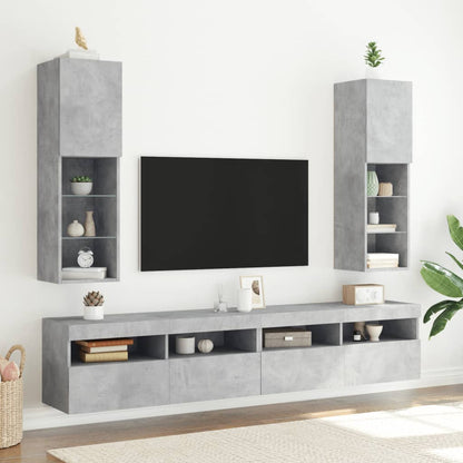Mobili Tv Con Luci Led 2 Pz 30,5X30X102 Cm