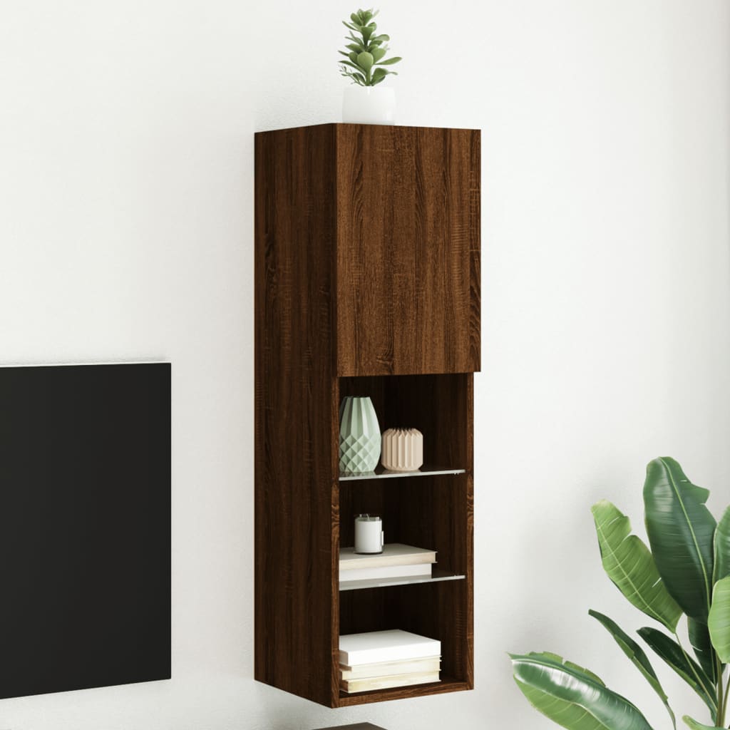Mobili Tv Con Luci Led 2 Pz 30,5X30X102 Cm