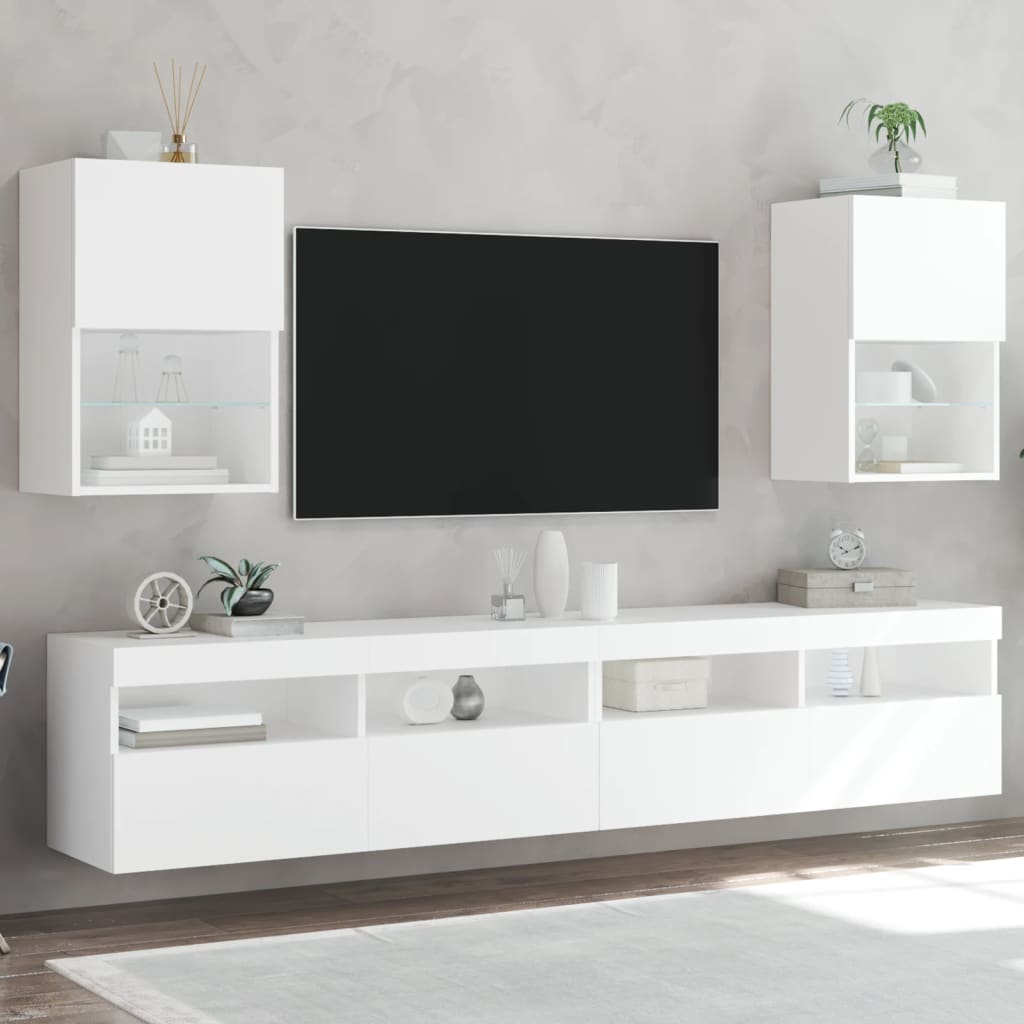 Mobili Tv Con Luci Led 2 Pz 30,5X30X102 Cm