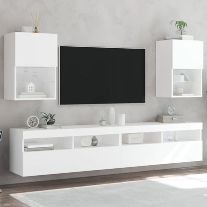 Mobili Tv Con Luci Led 2 Pz 30,5X30X102 Cm