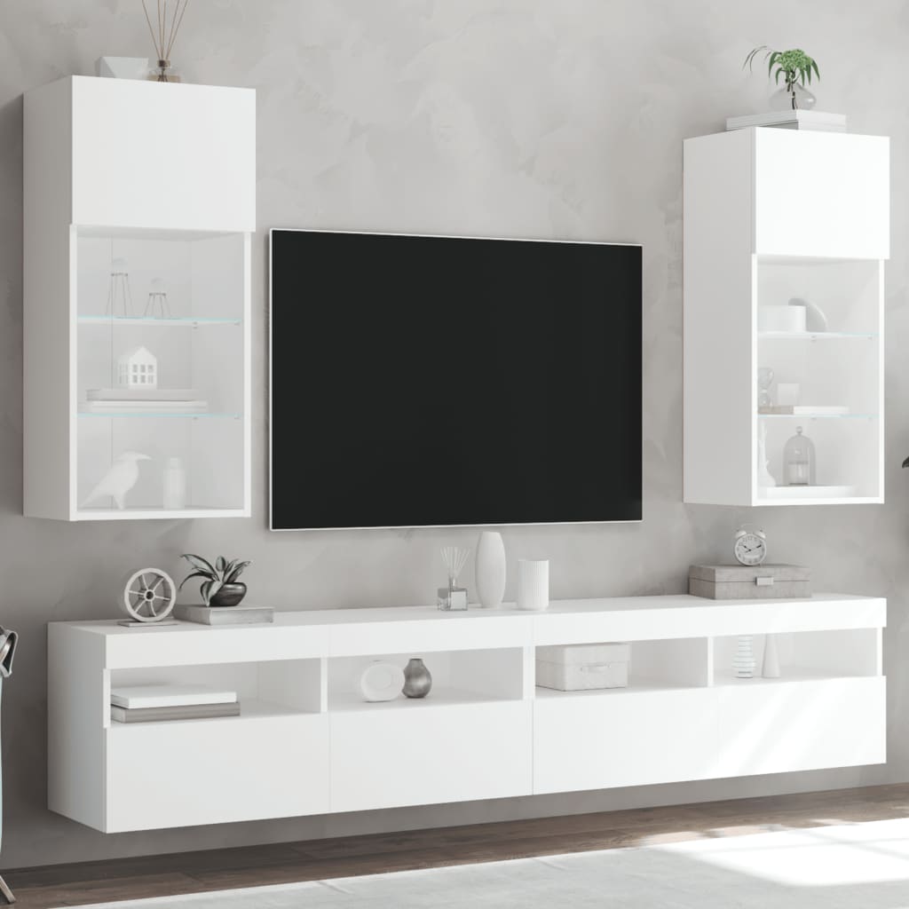 Mobili Tv Con Luci Led 2 Pz 30,5X30X102 Cm