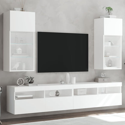 Mobili Tv Con Luci Led 2 Pz 30,5X30X102 Cm