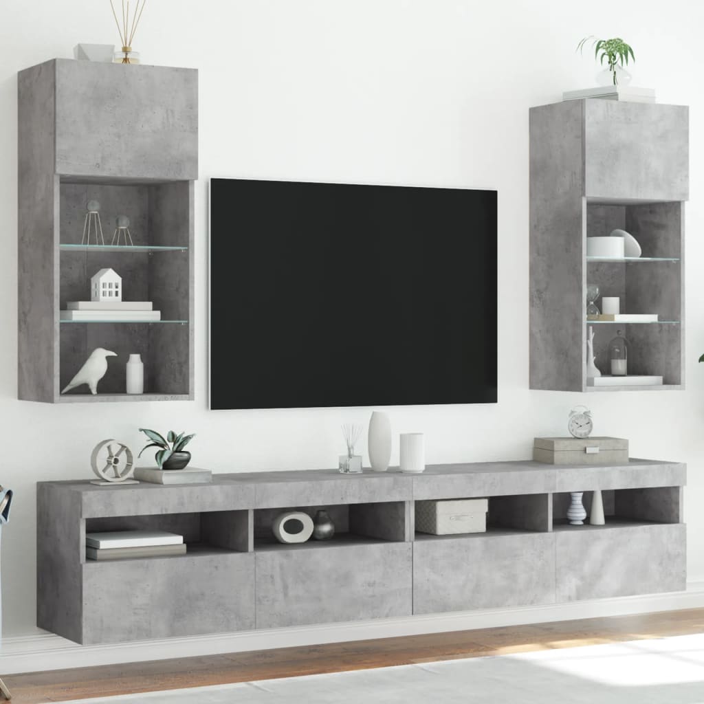 Mobili Tv Con Luci Led 2 Pz 30,5X30X102 Cm