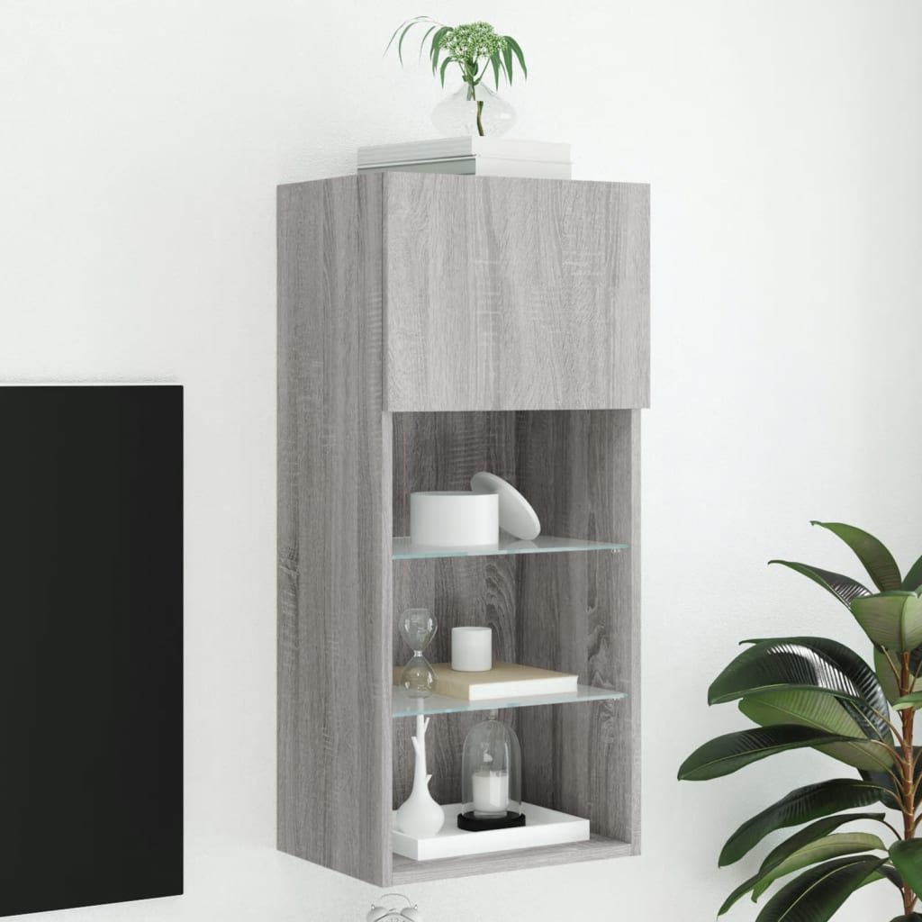 Mobili Tv Con Luci Led 2 Pz 30,5X30X102 Cm