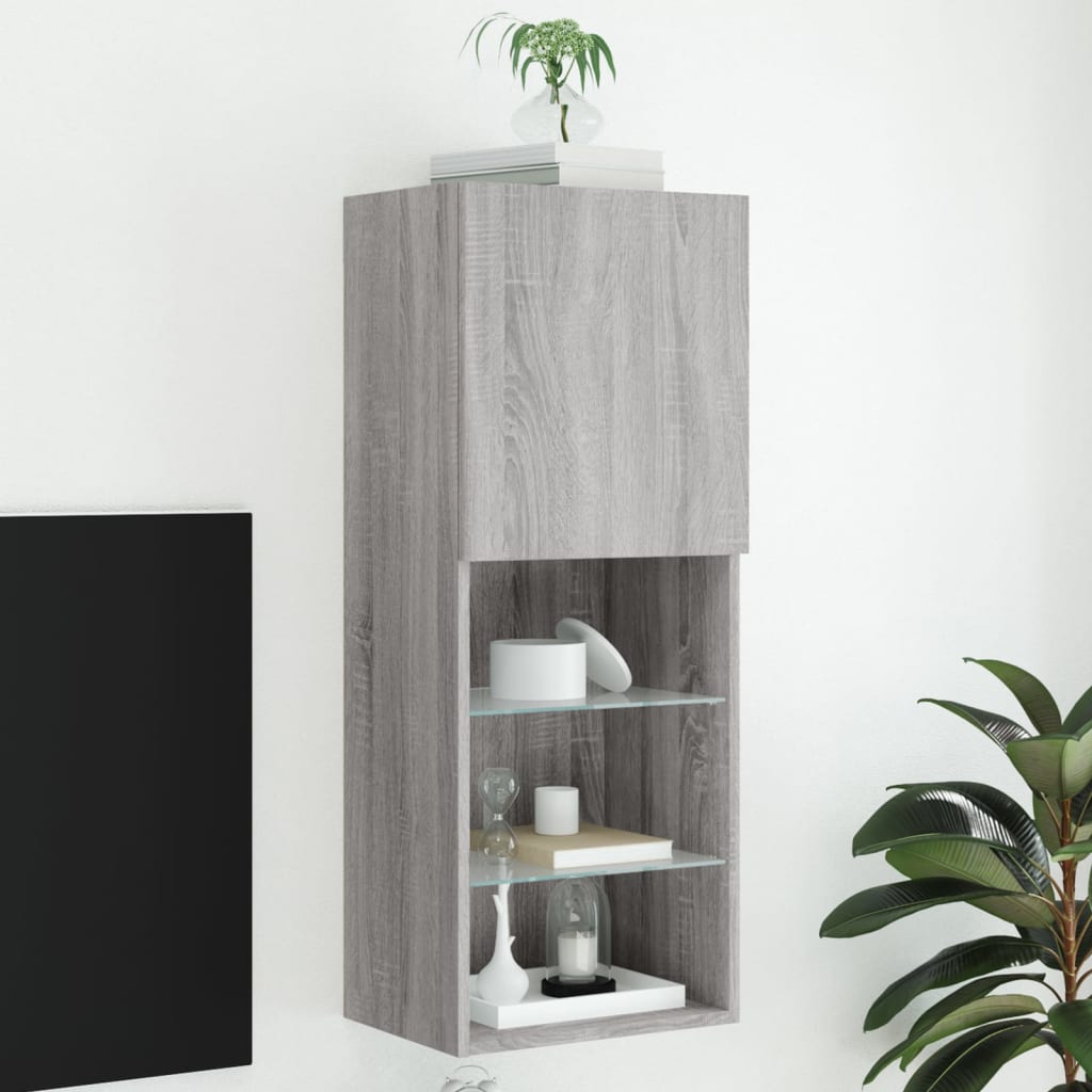 Mobili Tv Con Luci Led 2 Pz 30,5X30X102 Cm
