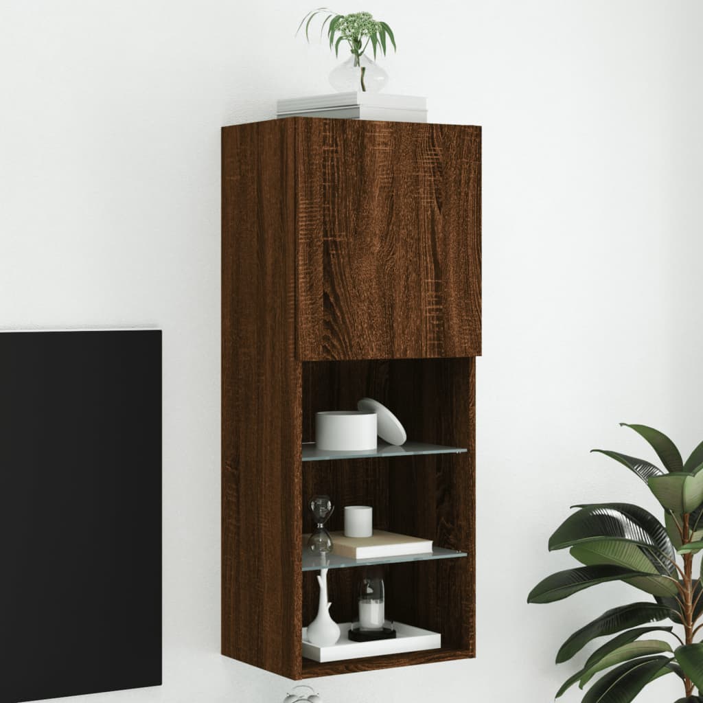 Mobili Tv Con Luci Led 2 Pz 30,5X30X102 Cm