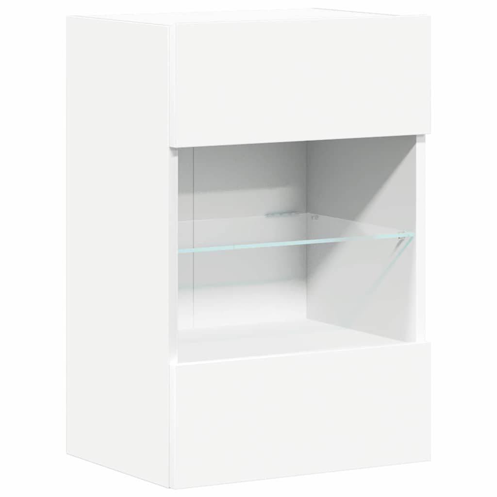 Mobili Da Parete Con Luci Led Per Tv 2Pz Bianchi 40X30X60,5 Cm Rovere Marrone