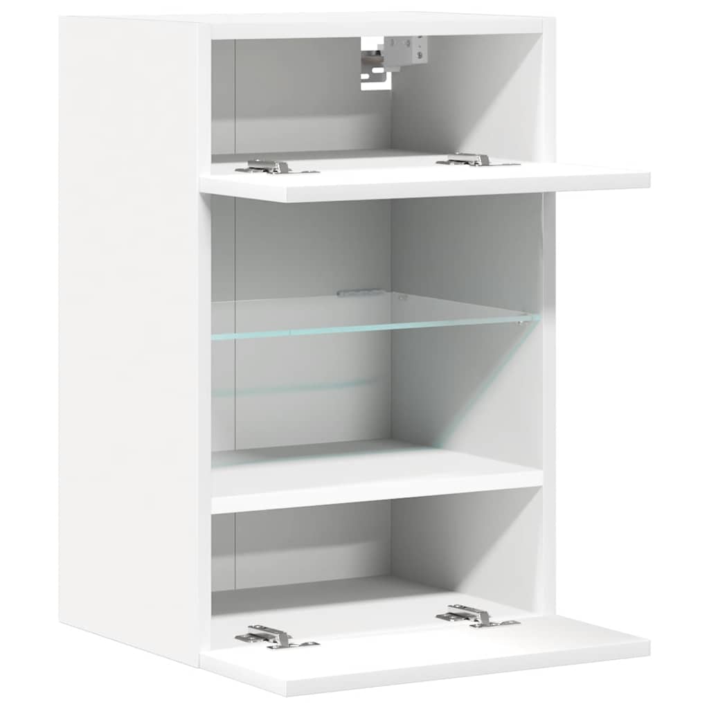 Mobili Da Parete Con Luci Led Per Tv 2Pz Bianchi 40X30X60,5 Cm Rovere Marrone