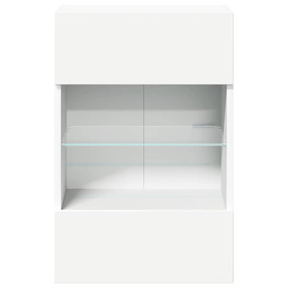 Mobili Da Parete Con Luci Led Per Tv 2Pz Bianchi 40X30X60,5 Cm Rovere Marrone