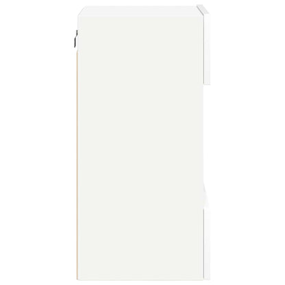 Mobili Da Parete Con Luci Led Per Tv 2Pz Bianchi 40X30X60,5 Cm Rovere Marrone