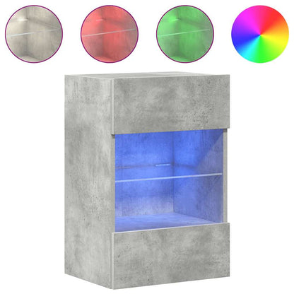 Mobili Da Parete Con Luci Led Per Tv 2Pz Grigio Cemento 40X30X60,5Cm Rovere Marrone