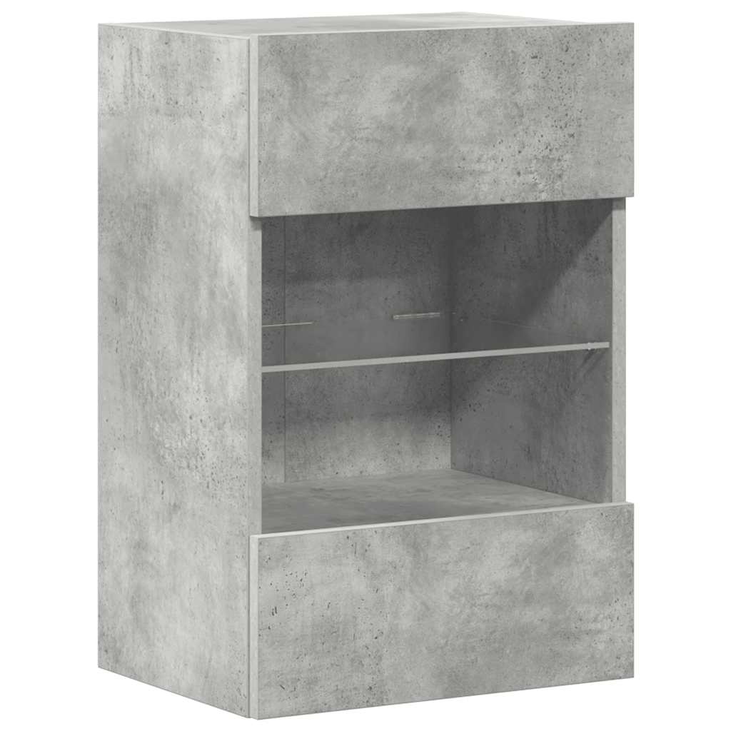 Mobili Da Parete Con Luci Led Per Tv 2Pz Grigio Cemento 40X30X60,5Cm Rovere Marrone