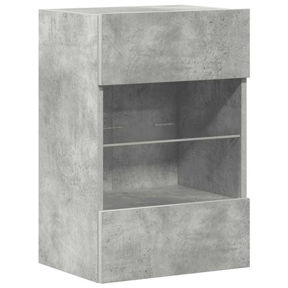 Mobili Da Parete Con Luci Led Per Tv 2Pz Grigio Cemento 40X30X60,5Cm Rovere Marrone