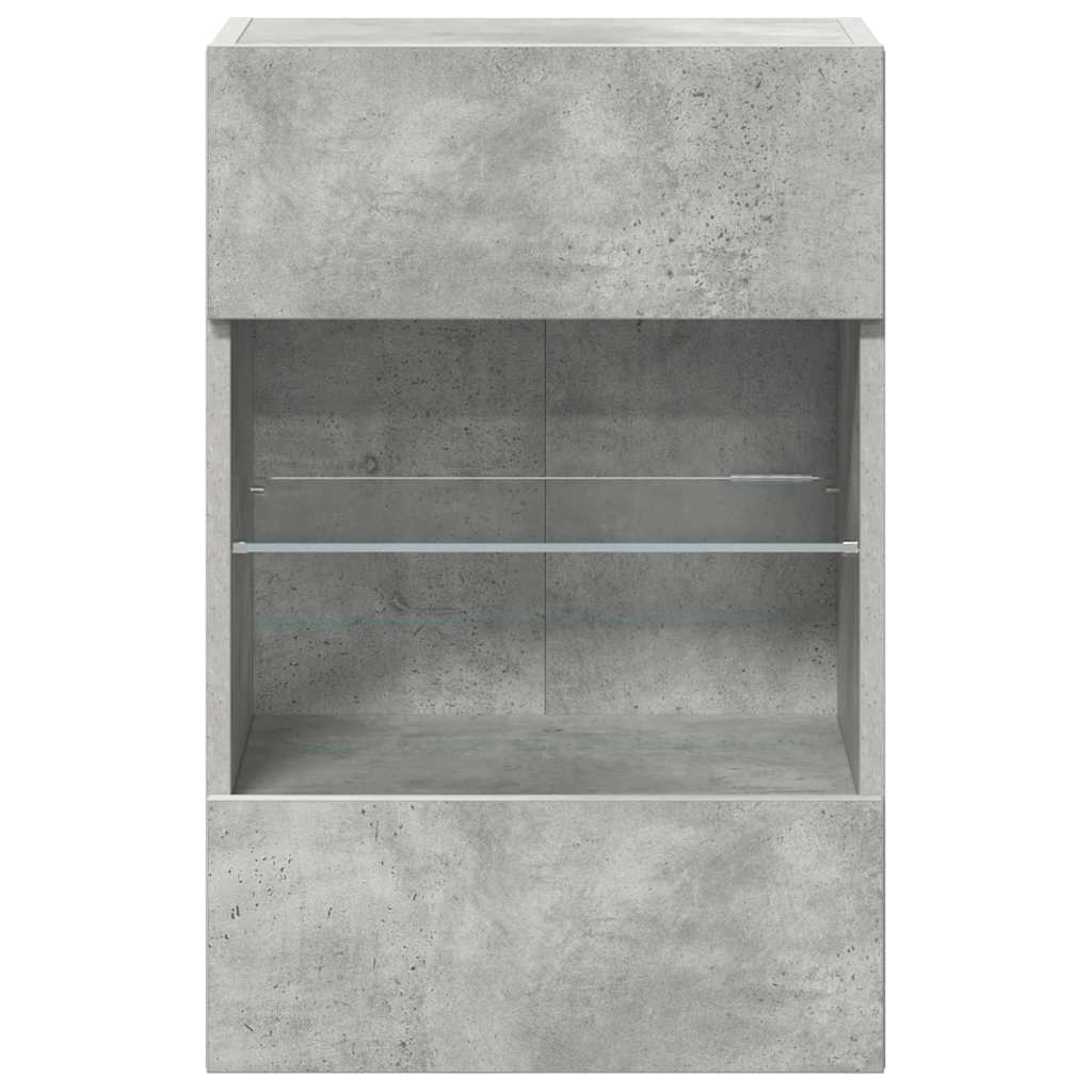 Mobili Da Parete Con Luci Led Per Tv 2Pz Grigio Cemento 40X30X60,5Cm Rovere Marrone