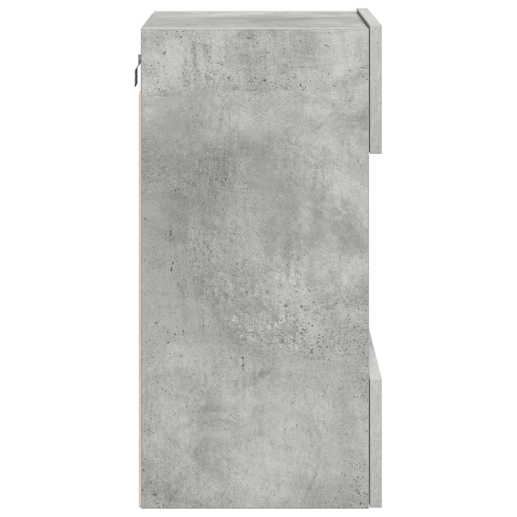 Mobili Da Parete Con Luci Led Per Tv 2Pz Grigio Cemento 40X30X60,5Cm Rovere Marrone