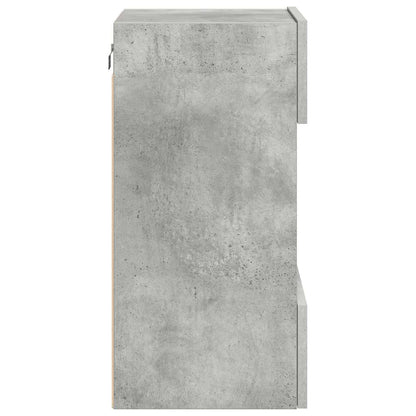 Mobili Da Parete Con Luci Led Per Tv 2Pz Grigio Cemento 40X30X60,5Cm Rovere Marrone