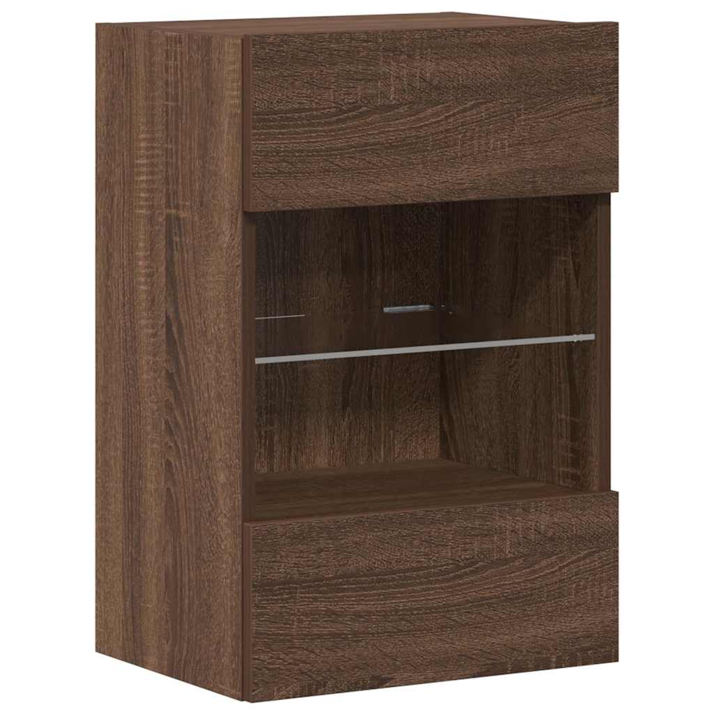 Mobili Da Parete Con Luci Led Per Tv 2Pz Rovere Marrone 40X30X60,5Cm Rovere Marrone