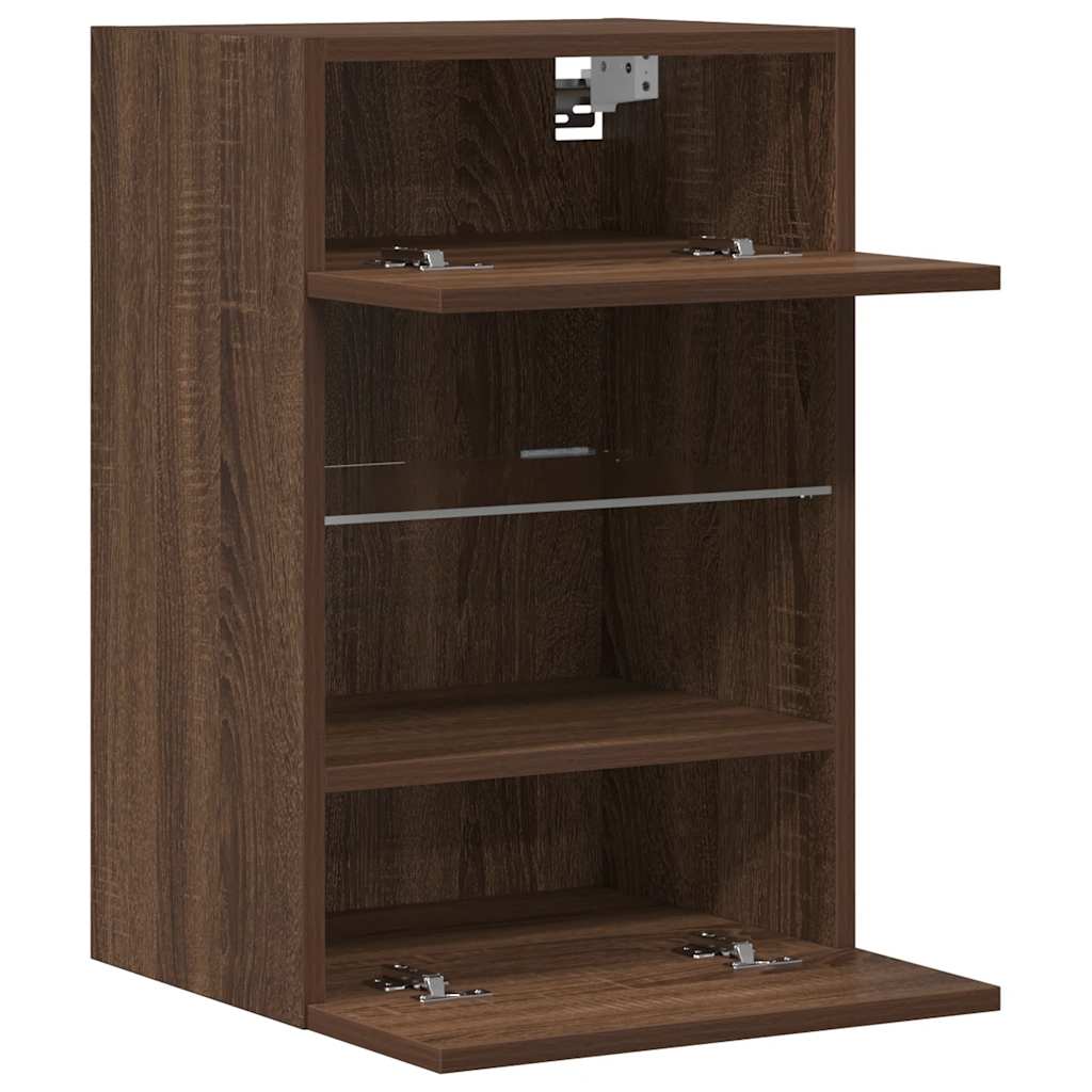Mobili Da Parete Con Luci Led Per Tv 2Pz Rovere Marrone 40X30X60,5Cm Rovere Marrone