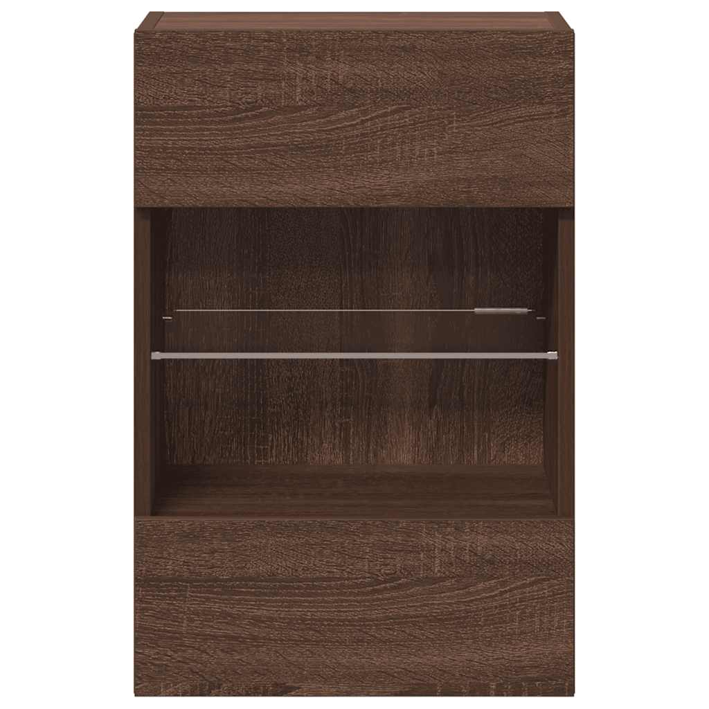 Mobili Da Parete Con Luci Led Per Tv 2Pz Rovere Marrone 40X30X60,5Cm Rovere Marrone