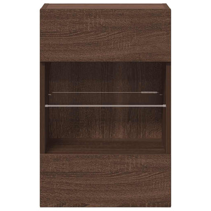 Mobili Da Parete Con Luci Led Per Tv 2Pz Rovere Marrone 40X30X60,5Cm Rovere Marrone