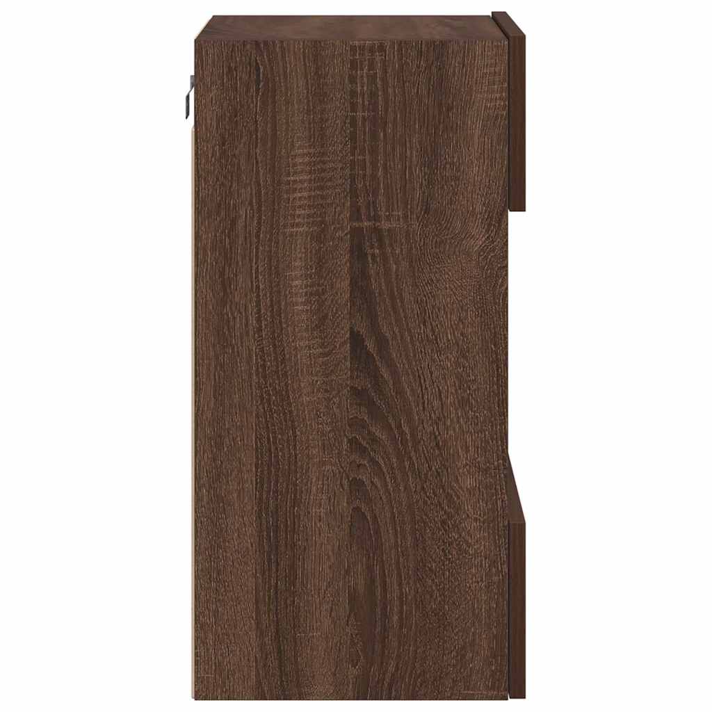 Mobili Da Parete Con Luci Led Per Tv 2Pz Rovere Marrone 40X30X60,5Cm Rovere Marrone