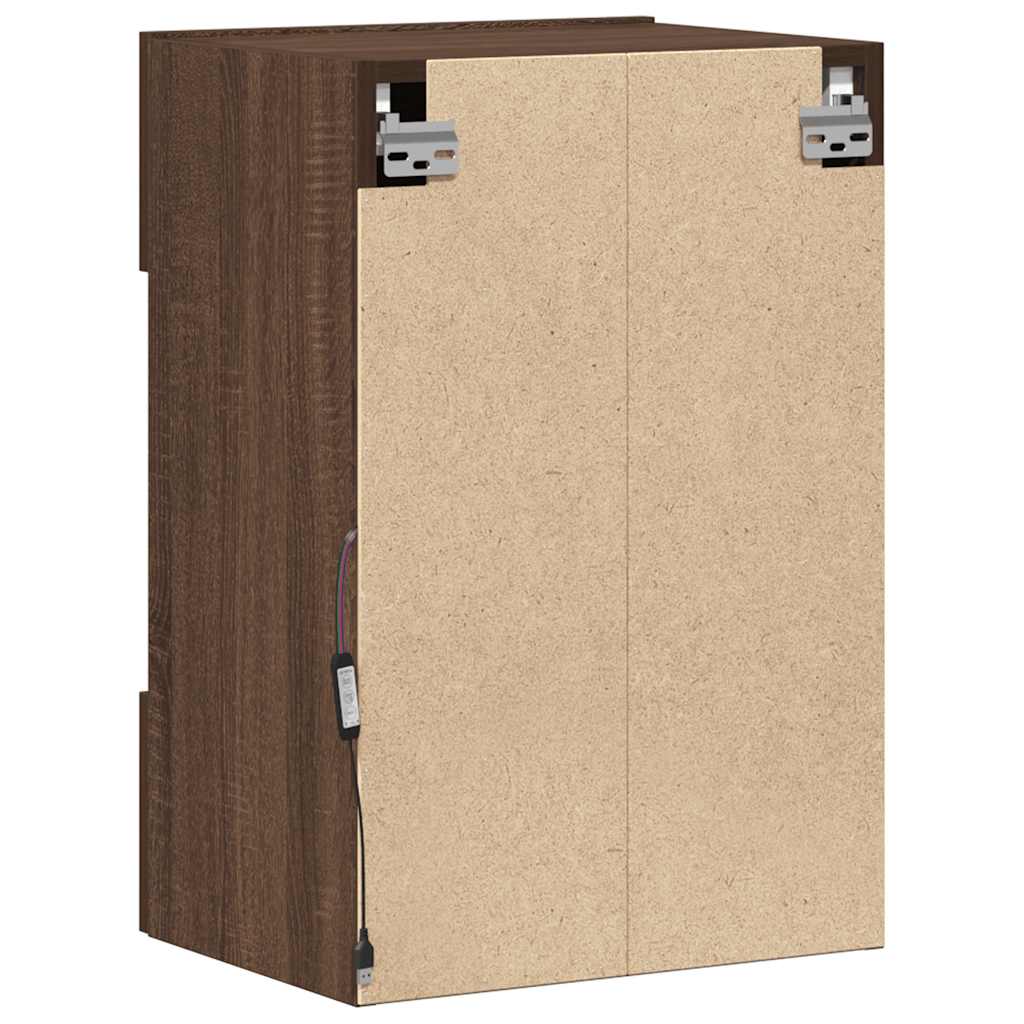 Mobili Da Parete Con Luci Led Per Tv 2Pz Rovere Marrone 40X30X60,5Cm Rovere Marrone