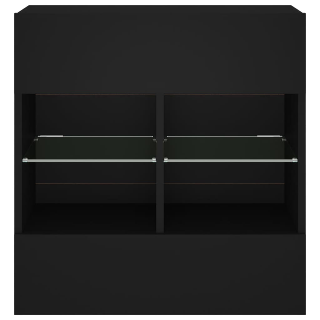 Mobile Tv A Parete Con Luci Led Nero 58,5X30X60,5 Cm Rovere Marrone