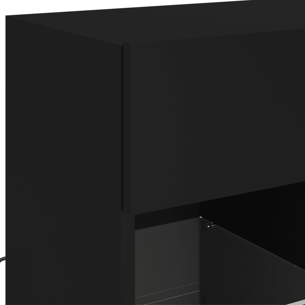 Mobile Tv A Parete Con Luci Led Nero 58,5X30X60,5 Cm Rovere Marrone