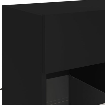 Mobile Tv A Parete Con Luci Led Nero 58,5X30X60,5 Cm Rovere Marrone