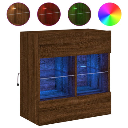 Mobile Tv A Parete Con Luci Led Rovere Marrone 58,5X30X60,5 Cm Rovere Marrone