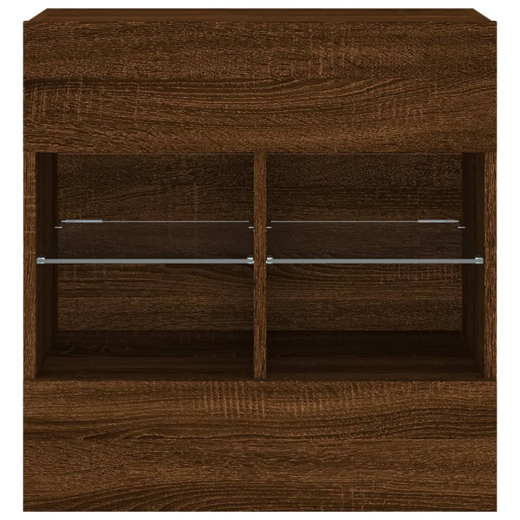 Mobile Tv A Parete Con Luci Led Rovere Marrone 58,5X30X60,5 Cm Rovere Marrone