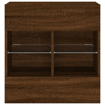 Mobile Tv A Parete Con Luci Led Rovere Marrone 58,5X30X60,5 Cm Rovere Marrone