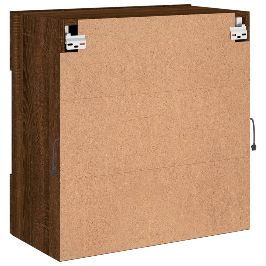 Mobile Tv A Parete Con Luci Led Rovere Marrone 58,5X30X60,5 Cm Rovere Marrone