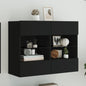 Mobile Tv A Parete Con Luci Led Nero 78,5X30X60,5 Cm Rovere Marrone