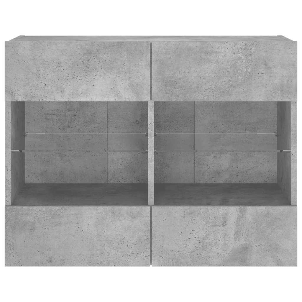 Mobile Tv A Parete Con Luci Led Grigio Cemento 78,5X30X60,5 Cm Rovere Marrone
