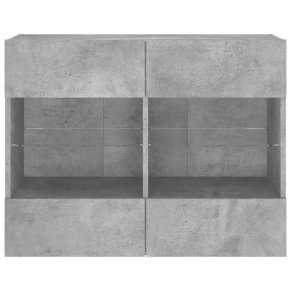 Mobile Tv A Parete Con Luci Led Grigio Cemento 78,5X30X60,5 Cm Rovere Marrone