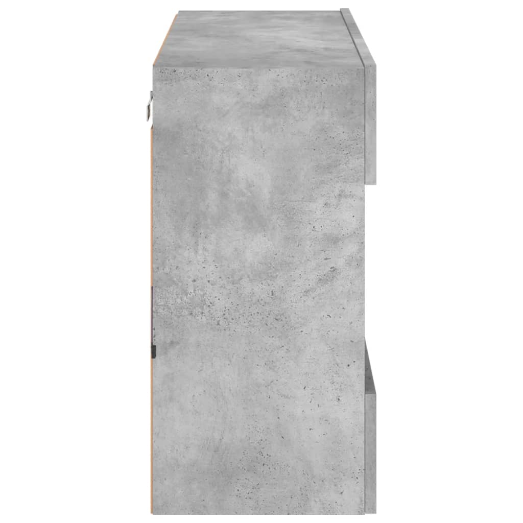 Mobile Tv A Parete Con Luci Led Grigio Cemento 78,5X30X60,5 Cm Rovere Marrone