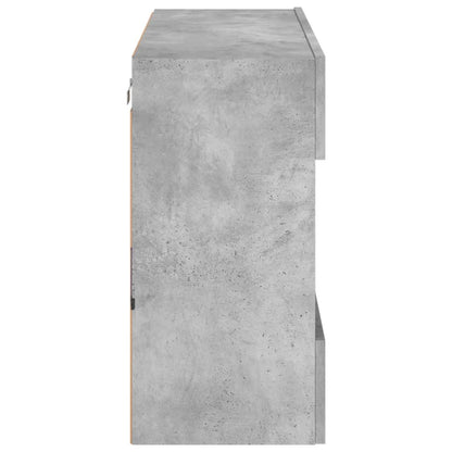 Mobile Tv A Parete Con Luci Led Grigio Cemento 78,5X30X60,5 Cm Rovere Marrone