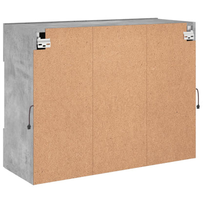 Mobile Tv A Parete Con Luci Led Grigio Cemento 78,5X30X60,5 Cm Rovere Marrone