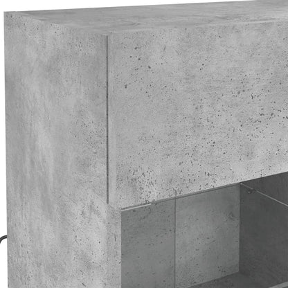 Mobile Tv A Parete Con Luci Led Grigio Cemento 78,5X30X60,5 Cm Rovere Marrone