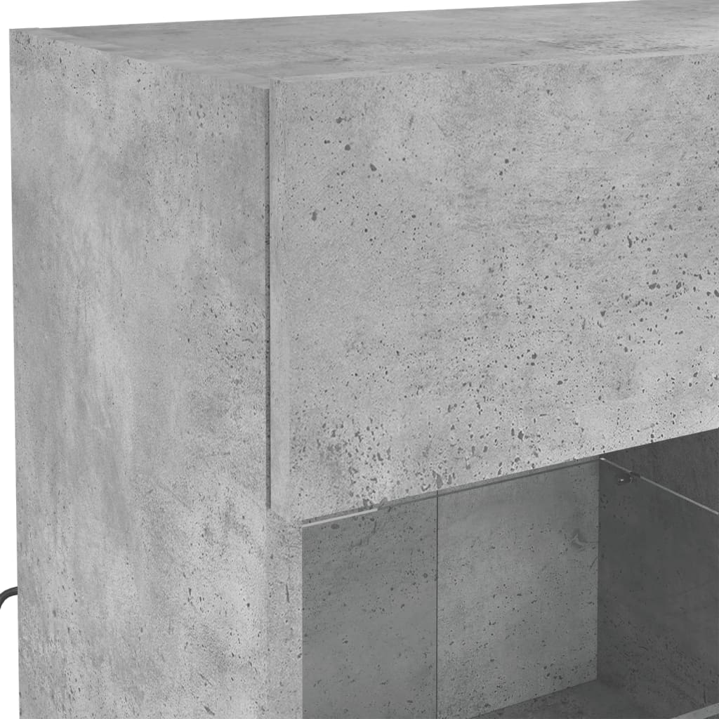 Mobile Tv A Parete Con Luci Led Grigio Cemento 78,5X30X60,5 Cm Rovere Marrone