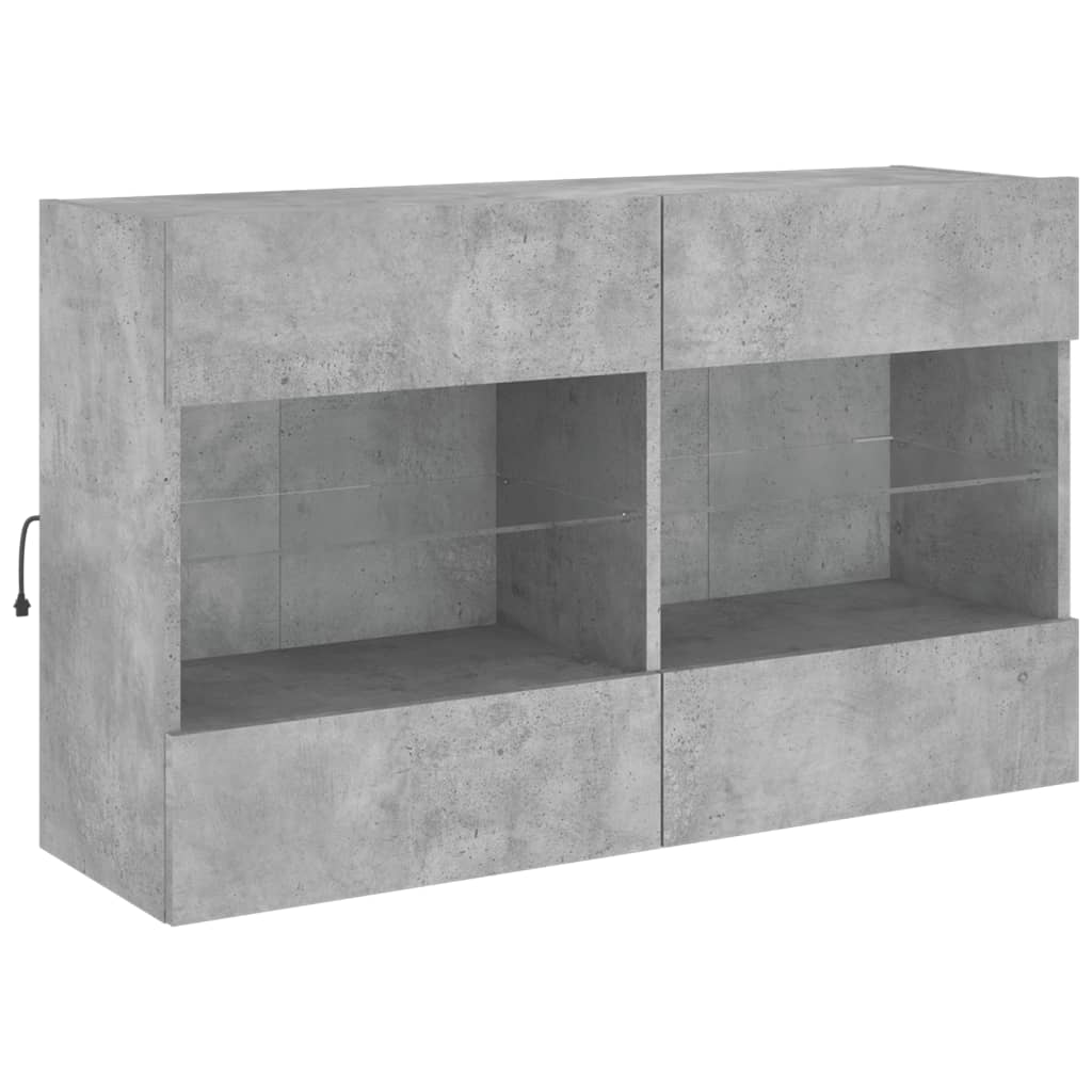 Mobile Tv A Parete Con Luci Led 98,5X30X60,5 Cm Grigio Cemento